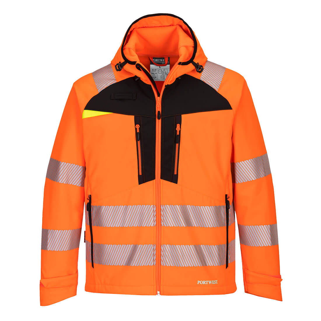 Portwest DX475 - DX4 Hi-Vis softshell dzseki (3L), narancs/fekete termék fő termékképe